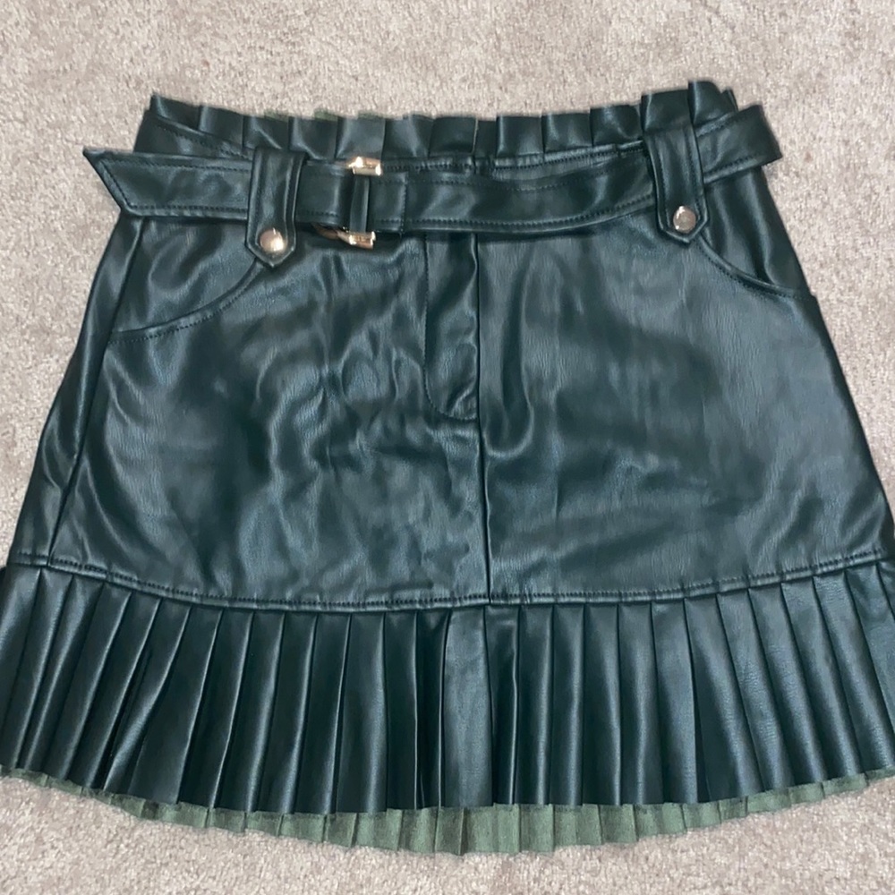 Zara leather pleated skirt